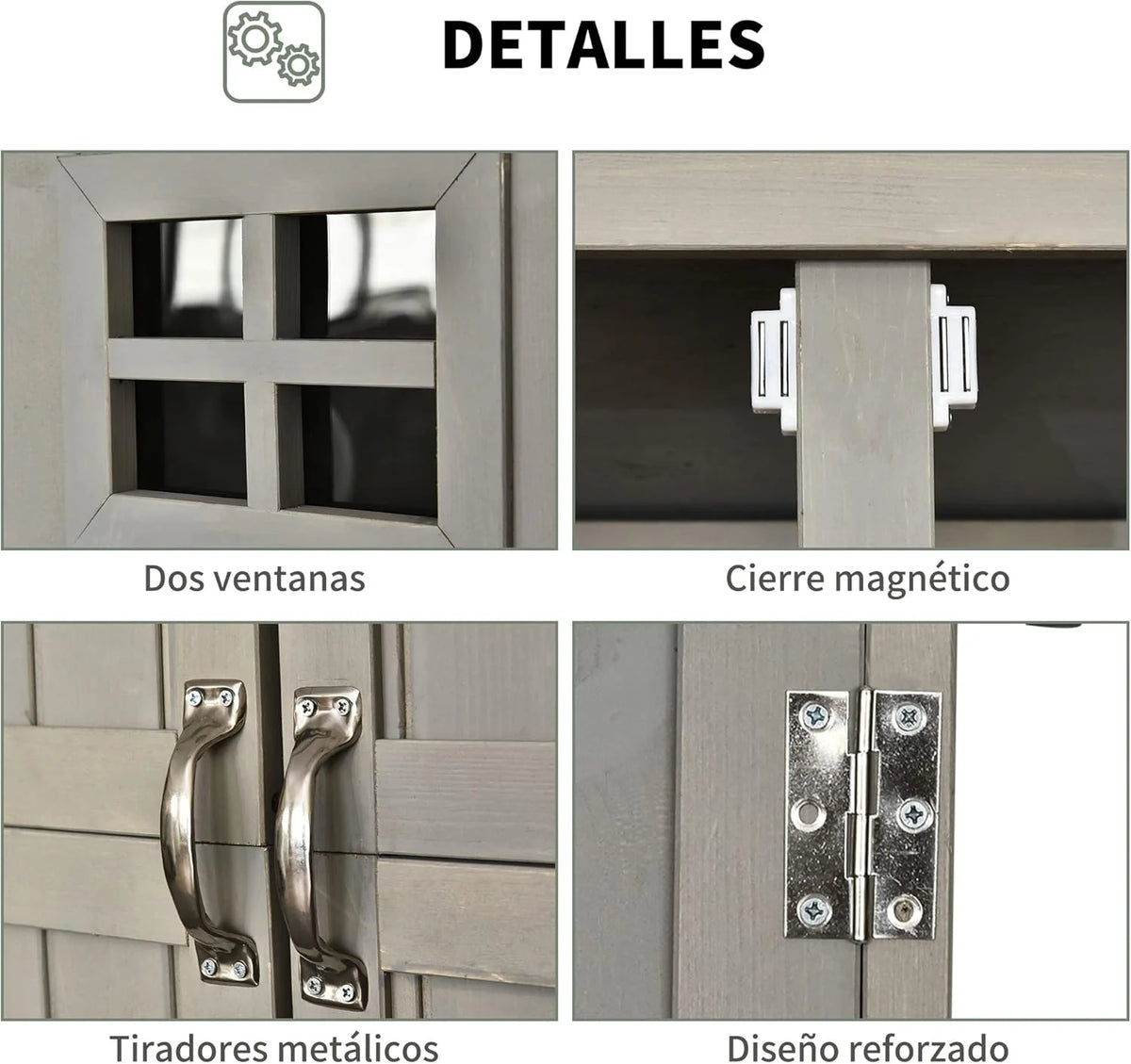 Outsunny Abrigo de Madeira Casinha de Jardim Armário Ferramentas de Jardinagem Portas Duplas Telhado Impermeável Compartimentos de Diferentes Tamanhos 127.5x50x164cm Madeira Maciça