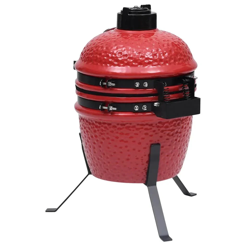 Churrasqueira/Defumador Kamado de Cerâmica 2 em 1 Vermelho 56 cm Vidaxl