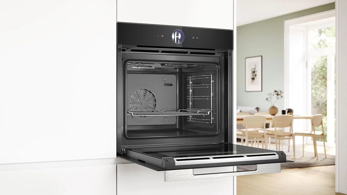 Bosch - Forno Multifunções com Vapor Adicionado, 60 cm, Série 8, Eletrónica TFT TouchControl Plus, AirFry, Home Connect, Preto, HRG7361B1