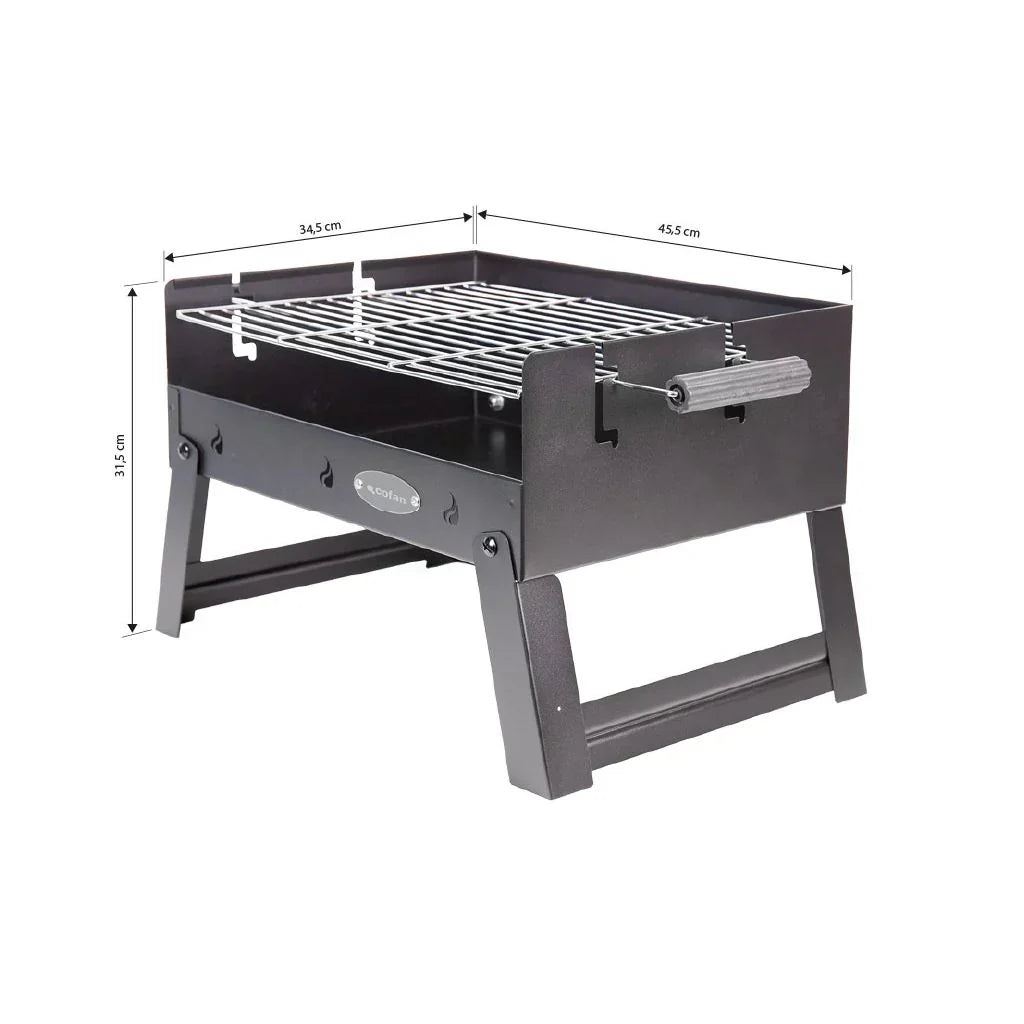 Churrasqueira a Carvão Portátil Cofan | Grelha de Aço Cromado | Churrasqueira Dobrável | Com Alças Laterais | Ideal para Camping, Jardim e Varanda | Medidas: 45,5 X 34,5 X 31,5 Cm