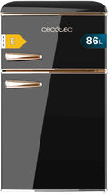 Geladeira Pequena Cecotec Frigorífico 2 Portas Retro 86L Bolero CoolMarket 2D Origin 86 Black E. 89,3cm de Altura e 48,7cm de Largura, Classe Energética E, Icebox, Luz Interior e Puxador Cromado, Preto