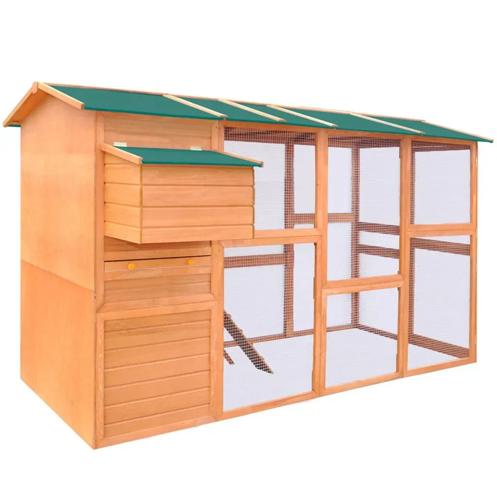 Galpão de pinho 295 x 163 x 170 cm com caixa de nidificação e área de livre circulação – Marrom