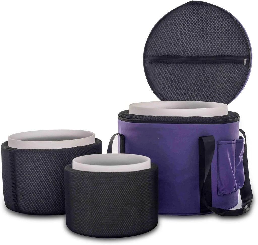 Hye-eun - Conjunto de 3 tigelas de cristal de quartzo com 15,2 cm, 20,3 cm e 25,4 cm, 432 Hz, para meditação, ioga, com estojo de transporte e terapia de equilíbrio