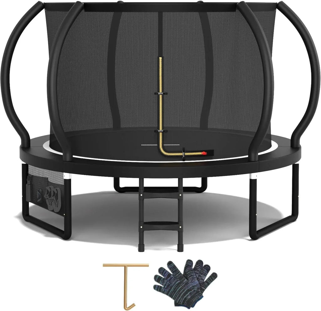Devoko Cama Elástica Exterior para Crianças Ø 228/305/366/427 cm, Trampolim de Jardim Exterior Abóbora com Certificação GS com Rede de Segurança, Escada, Capacidade 150 kg