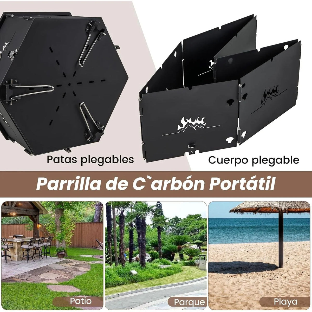 Churrasqueira a Carvão Grande Costway 77 x 74 x 38 cm - Churrasqueira a Carvão e Lenha com Corpo e Pernas Dobráveis
