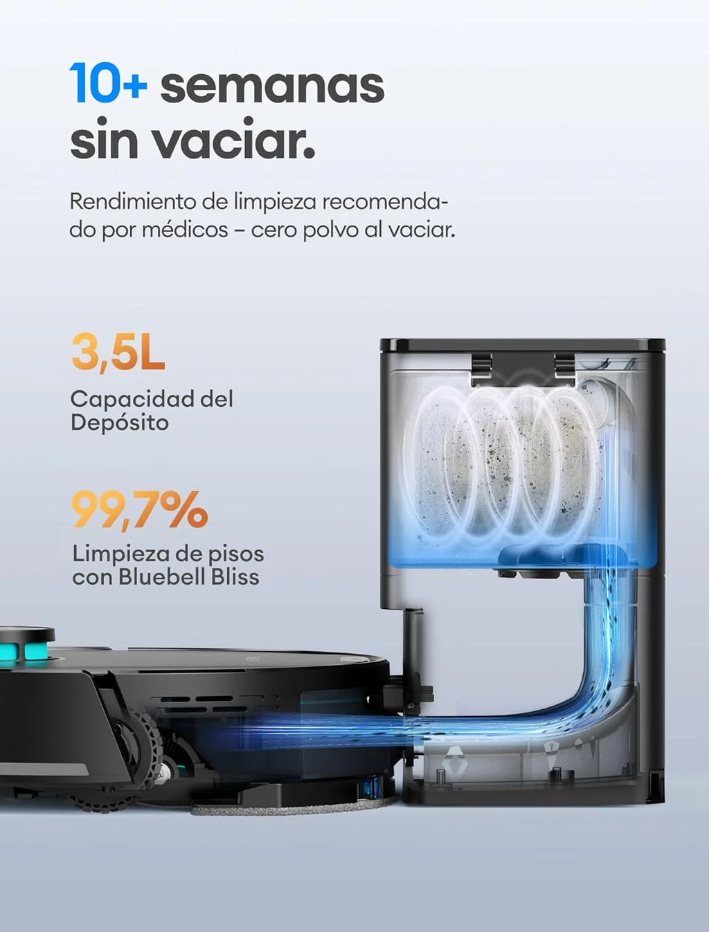Robô Aspirador Ultenic T20 Pro com Esvaziamento Automático, Desvio Aprimorado, Sistema Laser Duplo (Frontal + LDS) para Evitar Cabos e Objetos Baixos, 8000Pa, 200m², Controle por Voz e App, Alexa, Google Home