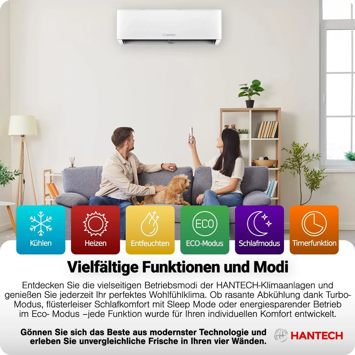 HANTECH Ar condicionado Split 12000 BTU H-PRO função de aquecimento e resfriamento, filtro de ar, WIFI, material de montagem