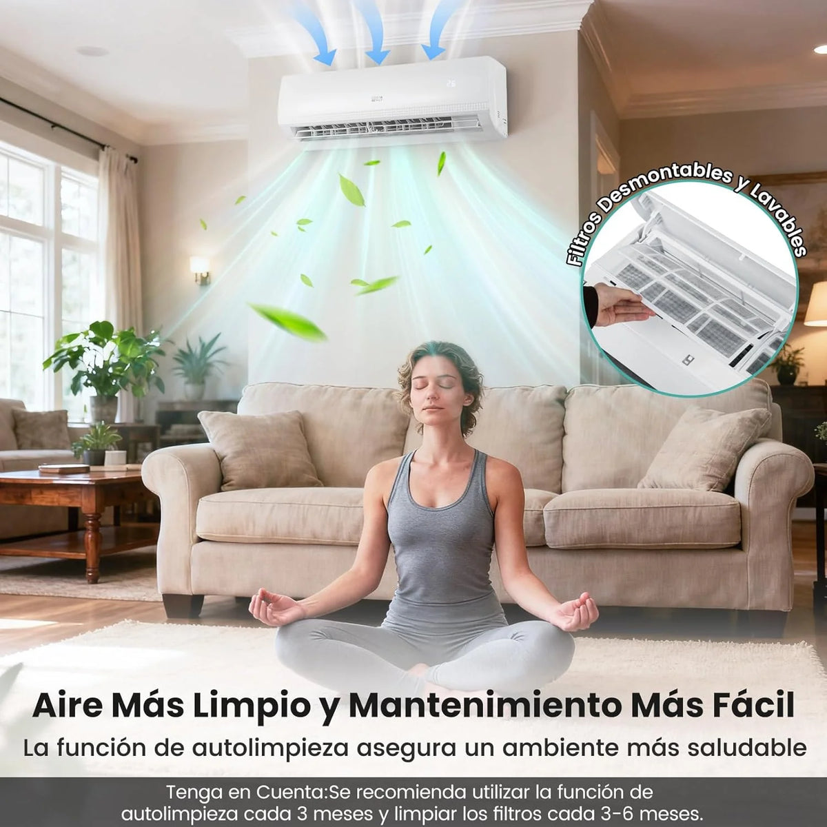Ar Condicionado Split COSTWAY, 2,6 kW, Ar Condicionado com Aquecimento e Bomba de Calor, Refrigerante: R32, Aquecedor e Resfriador com Kit de Instalação para Cômodos de até 70m³ (9000BTU)