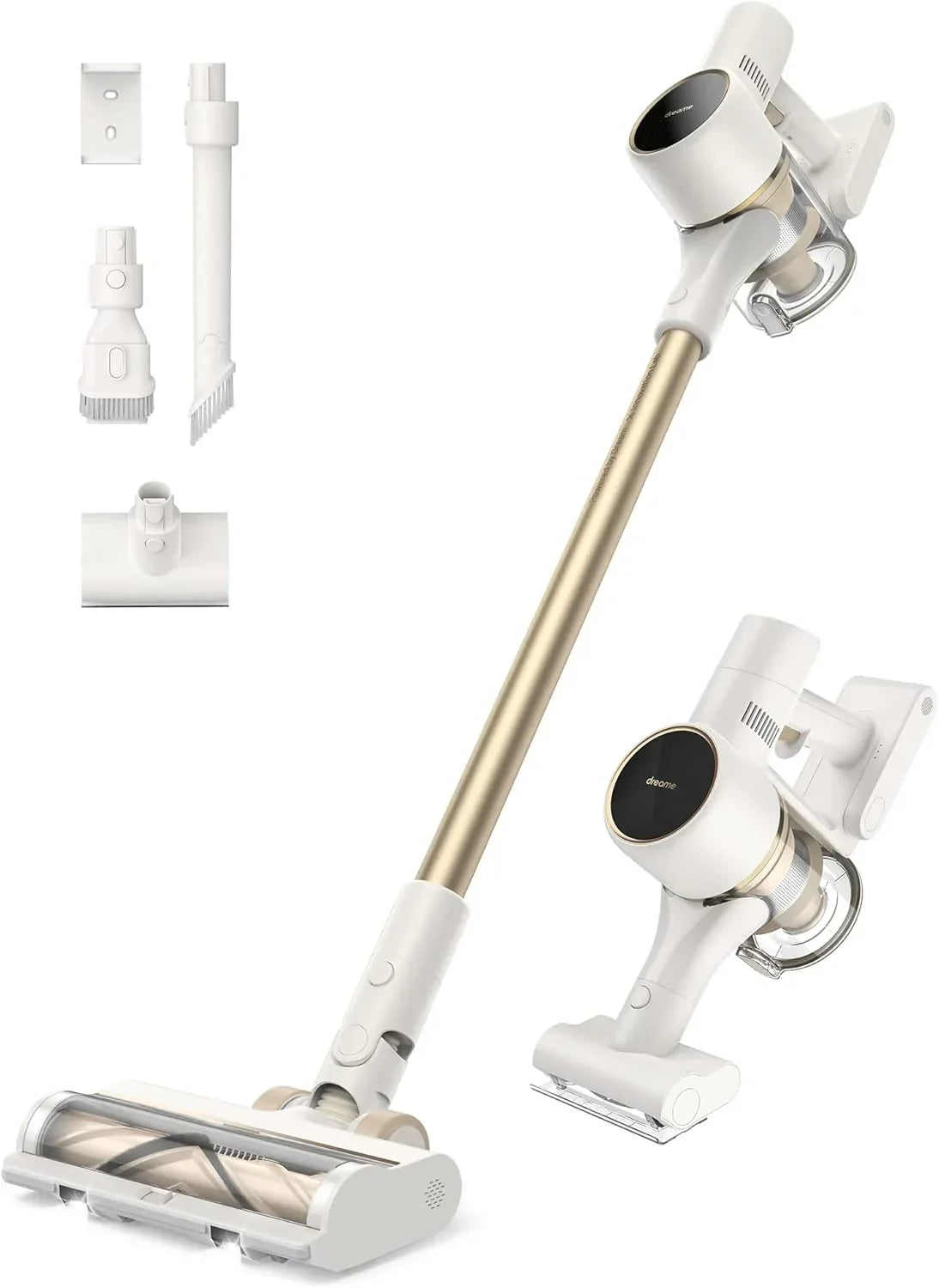 Aspirador de Pó Sem Fio DREAME R20, 22000PA/190AW Sucção Potente, 90min de Operação, Display LED, Luzes LED Azuis, Detecção de Sujeira, Design Antiemaranhamento, para Casa, Pelos de Animais de Estimação