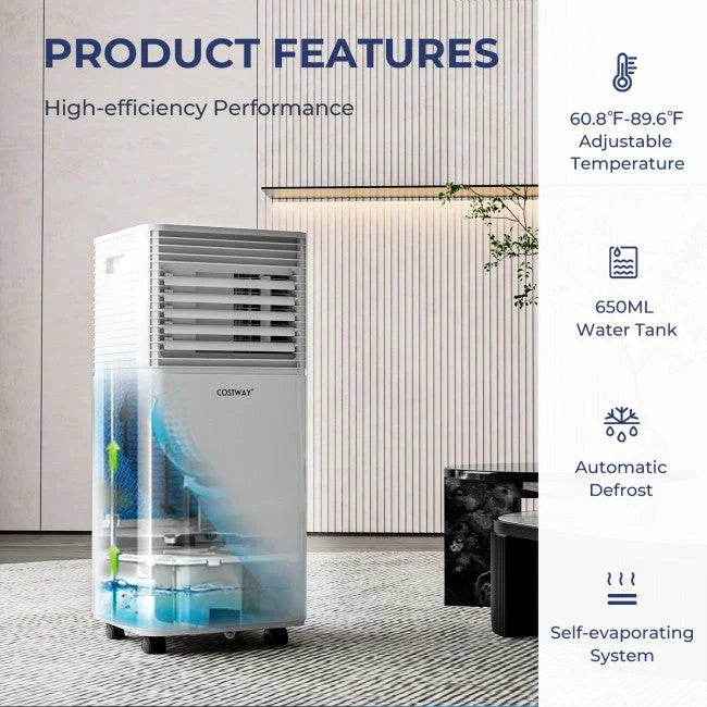 Ar-Condicionado Portátil 3 em 1 de 8000 BTU com Desumidificador e Modo Ventilador