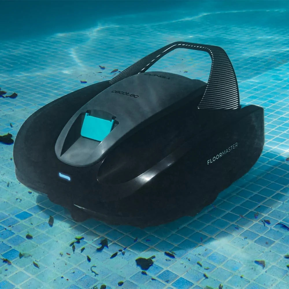 Cecotec Robô Limpa-fundos de Piscina sem Fio Conga Pooldroid 2000 FloorMaster. Autonomia 100min, Piscina sem Inclinações, até 80m2, Profundidade Máxima 2,5m, Capacidade 2,5L, Filtro de Alta Eficiência