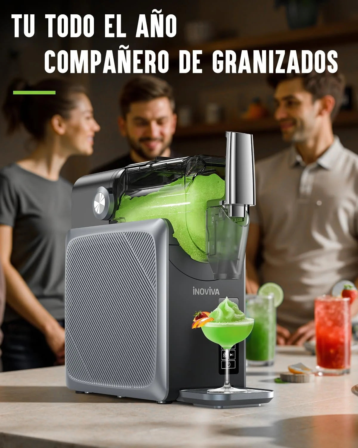 Máquina Granizadora INOVIVA, sem gelo, 2 L, para uso doméstico, autolimpante, 5 programas predefinidos, para raspadinhas, margaritas, frappés e milkshakes (versão S1.2)