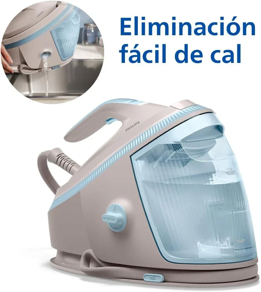 Centro de Engomar Philips PerfectCare Série 7000 – Jato de Vapor 600 g, Pressão de 8,5 Bar, OptimalTEMP, Base SteamGlide Elite, Reservatório Removível 1,5L, Engomar Vertical, Easy De-Calc (PSG7200/60)