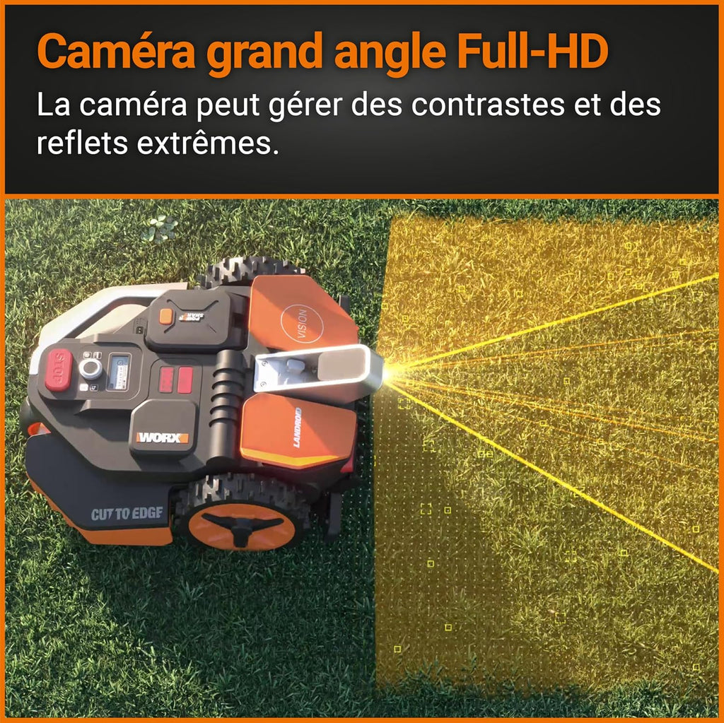 WORX Landroid Vision M550 WR205E Robô Cortador de Grama para Jardins de até 550 m² – Robô Cortador de Grama Inteligente sem Fio de Limite – WiFi e Bluetooth – Prevenção Ativa de Obstáculos com