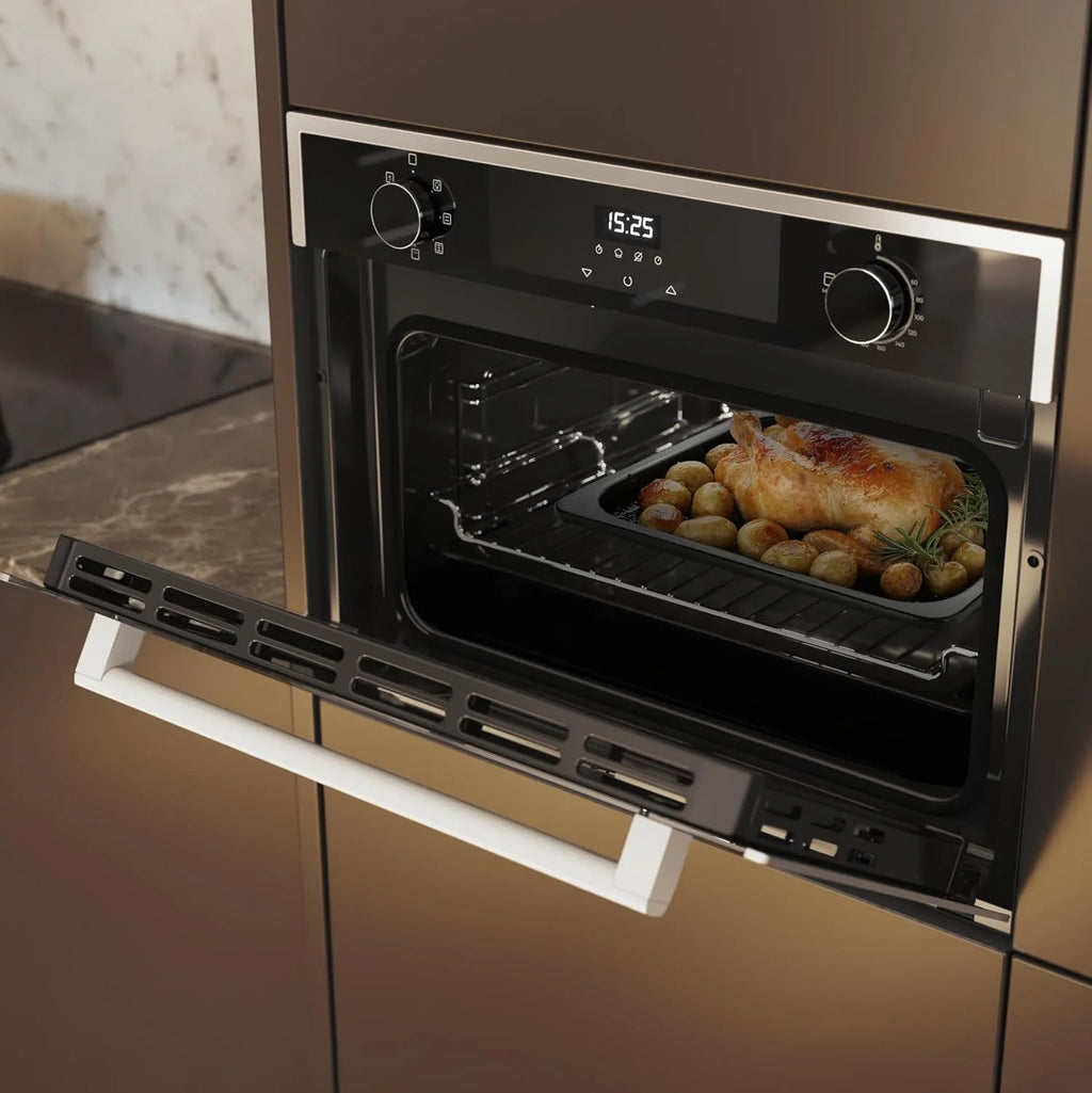 Forno Integrável Cecotec 45 cm de Altura Multifunção Bolero Hexa M224500 Edge A. 2600W, 53L de Capacidade, 7 Funções, Grill, Grill Assistido por Ventoinha, Convecção, Descongelamento, Base a Vapor X2, Steam EasyClean, Vapor