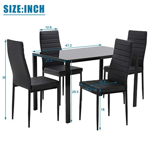 2025 Conjunto de jantar FDW, mesa de vidro com cadeiras, para espaços pequenos, mesa de cozinha e 4 cadeiras