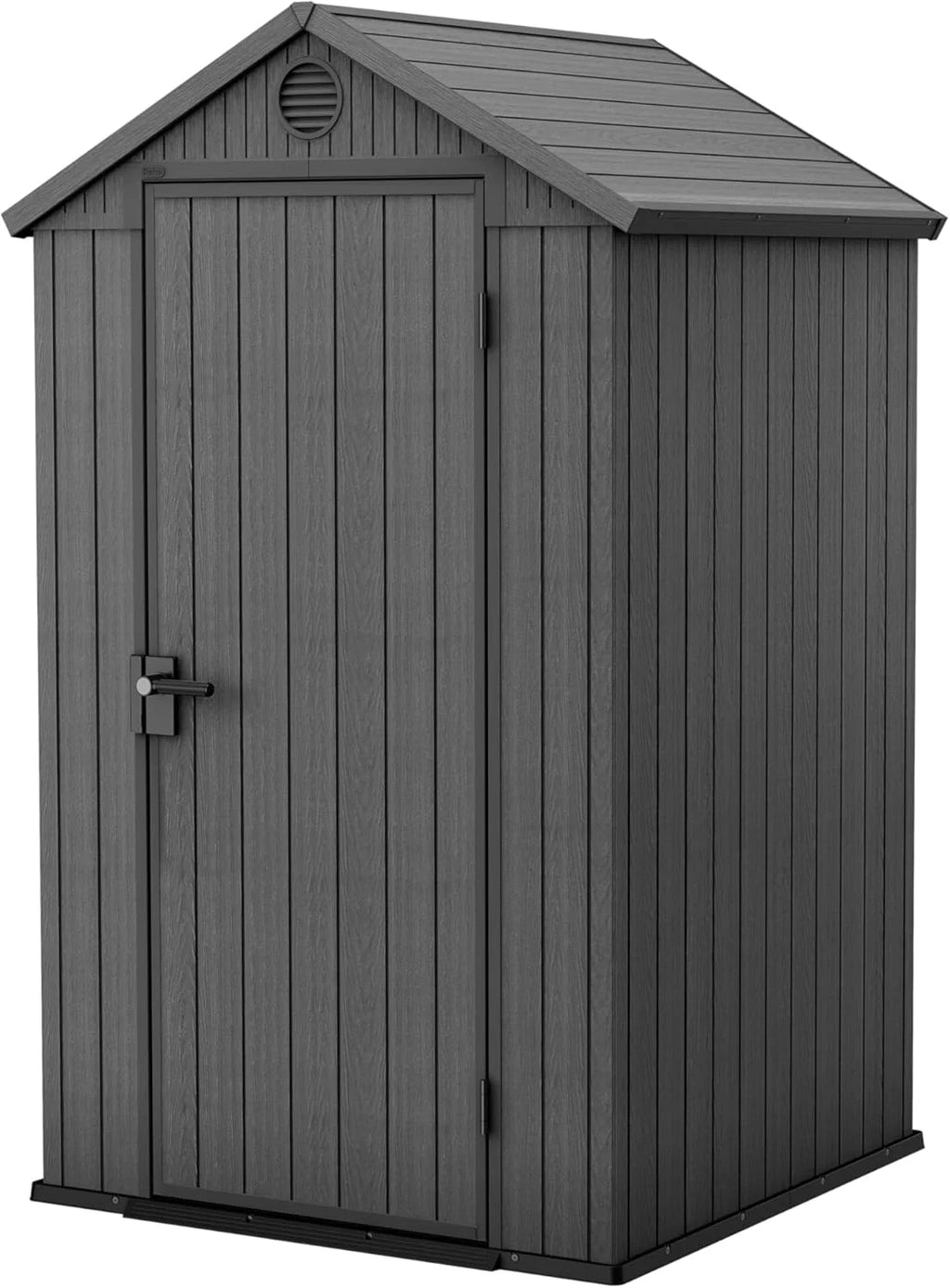 KETER Darwin 4x4, Abrigo de Jardim, 125,8 x 117 x 205 cm e 1,4 m2, Chão, Sistema de Ventilação, Porta e Janela, Resistente à Água, Cor Cinza
