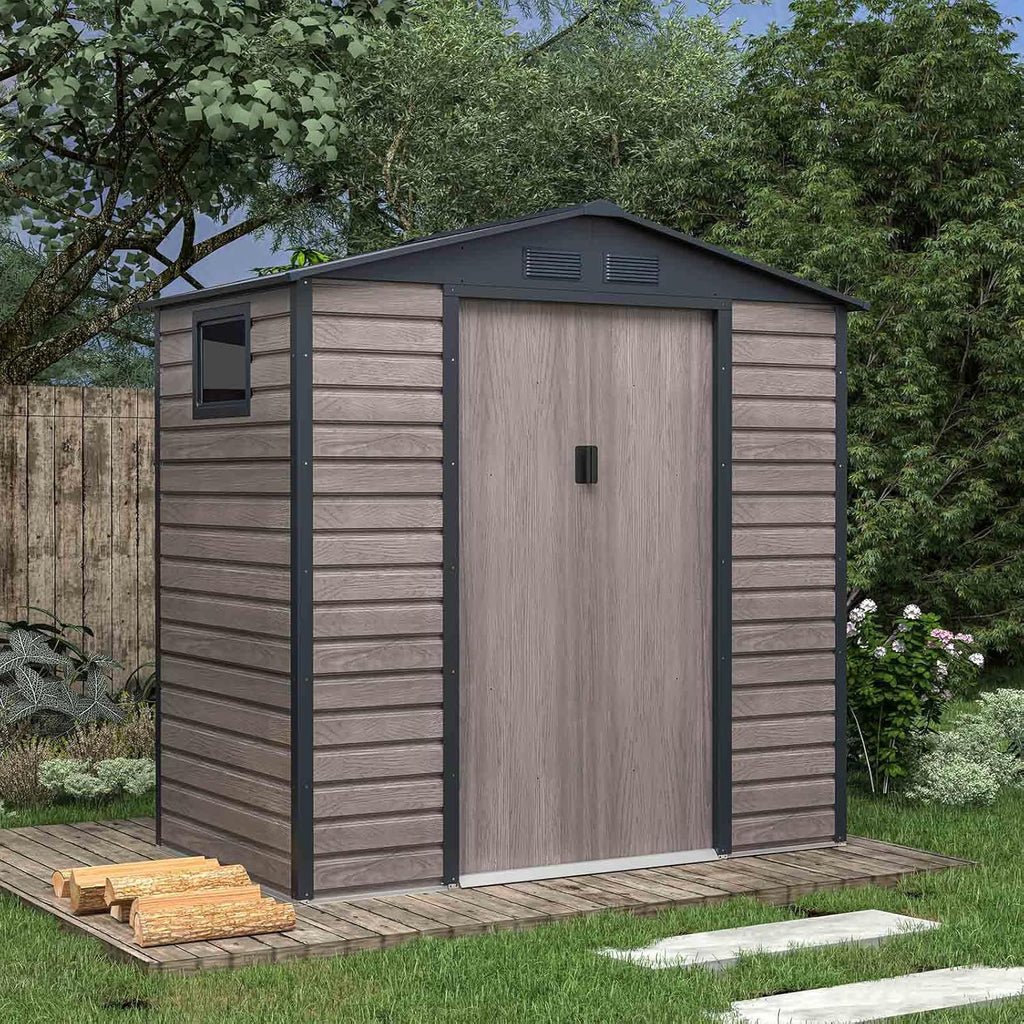 Gardiun Caseta Metálica Surrey 2,71 m2 Exterior 213x127x211 cm de Aço com Janela Lateral e Efeito Madeira