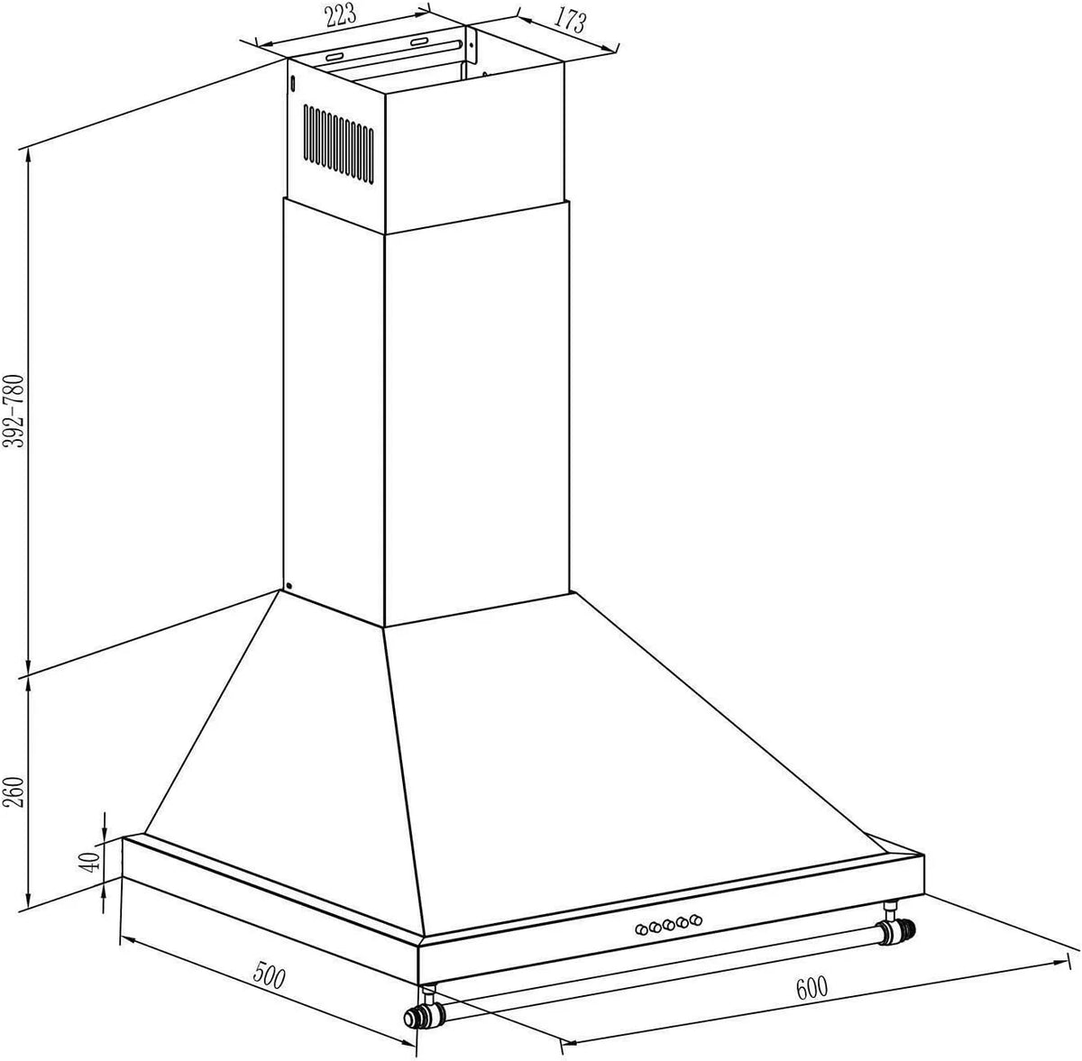 Klarstein Montblanc - Coifa de Parede 60 cm, 3 Níveis de Potência, Sucção de 610 m³/h, Potência de 165W, Kit de Montagem Incluso, Exaustor com Saída de Ar, Filtro de Alumínio, LED, Branco