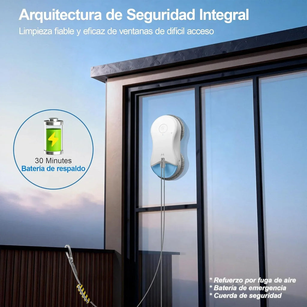 Robô Limpa-vidros HUTT S55 Pro com almofadas flutuantes 3D, sucção de até 6500Pa, pulverização HydroJet, navegação Slam 4.0, reservatório de 80 ml, sistema de segurança multicamadas