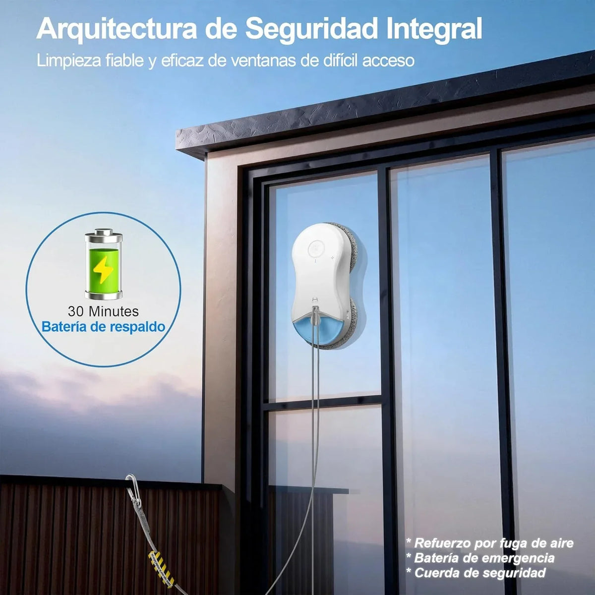 Robô Limpa-vidros HUTT S55 Pro com almofadas flutuantes 3D, sucção de até 6500Pa, pulverização HydroJet, navegação Slam 4.0, reservatório de 80 ml, sistema de segurança multicamadas