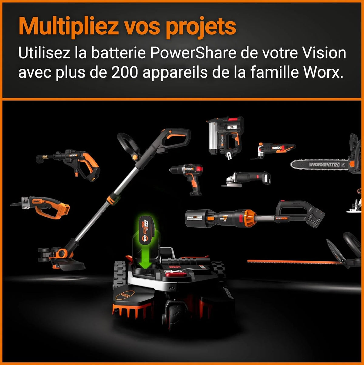 WORX Landroid Vision S250 WR202E Robô Cortador de Grama para Jardins de até 250 m² – Robô Cortador de Grama Inteligente sem Fio Delimitador – WiFi e Bluetooth – Prevenção Ativa de Obstáculos com