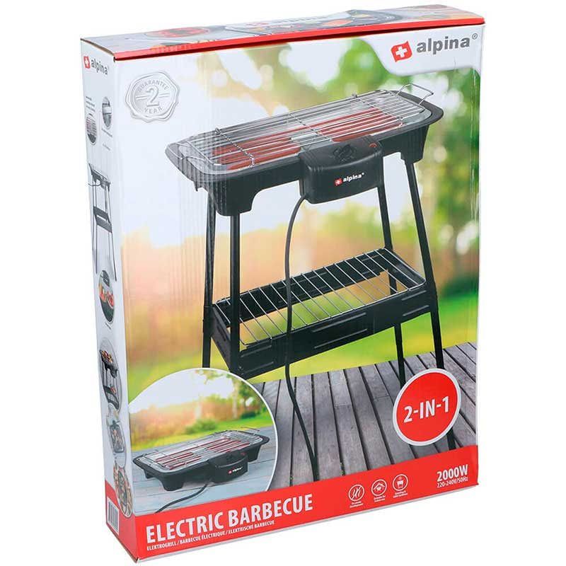 Churrasqueira Elétrica Alpina 2 em 1 2000W Preta 60x43x35 cm