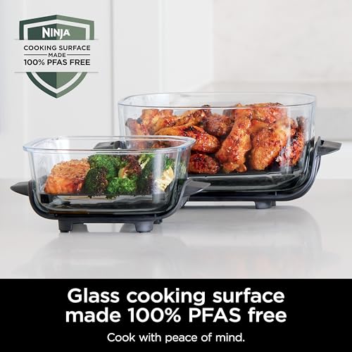2026 Fritadeira de Ar Quente Ninja Crispi, Compatível com Micro-ondas, Freezer e Lava-louças, Sistema de Cozinha Portátil em Vidro Não Tóxico, Recipiente de Vidro de 1,5L com 6 Copos e Tampas