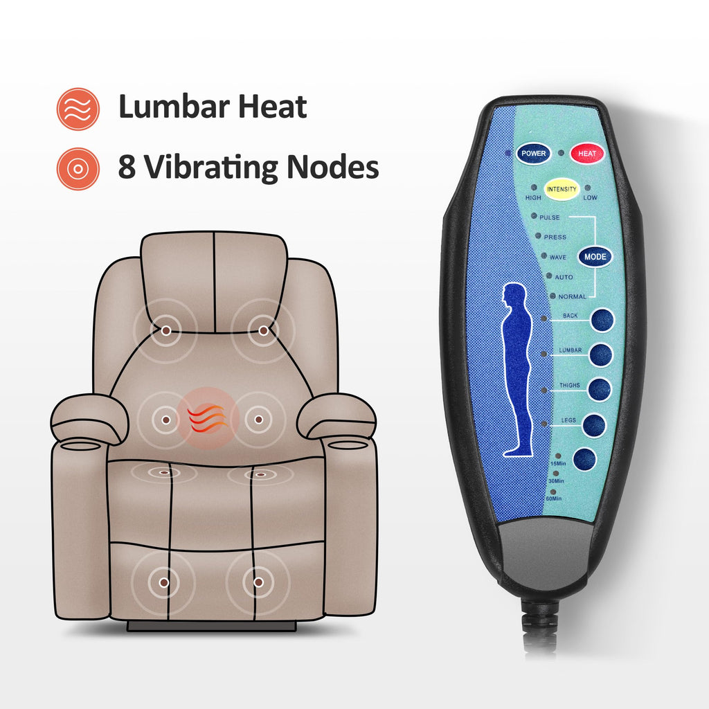 Mcombo Poltrona Reclinável Elétrica com Massagem e Carregamento USB