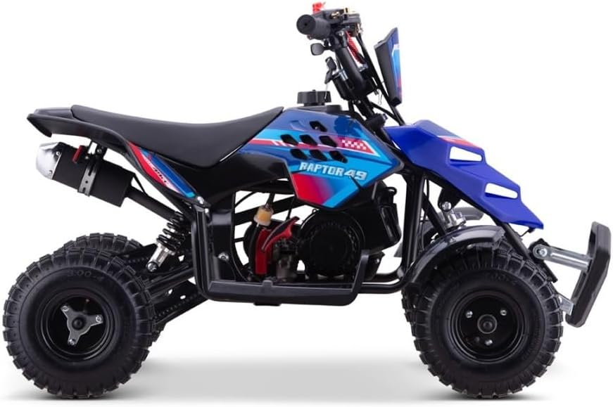 Miniquad Infantil Gasolina Raptor-R4 49cc (Gasolina com Mistura), Azul, crianças de 4 a 10 anos