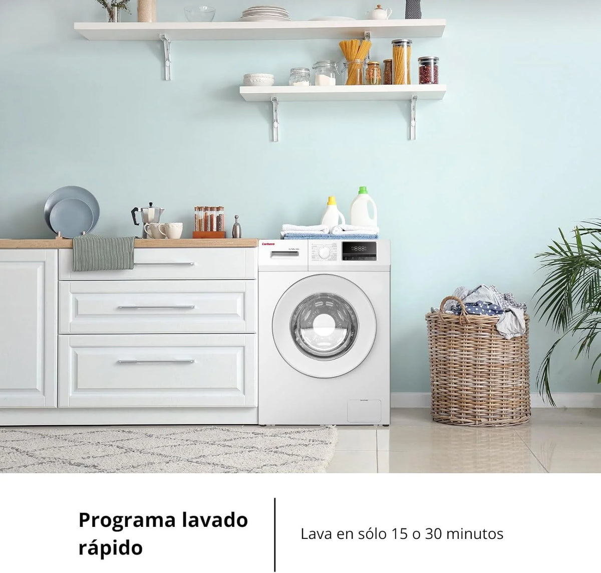 Corberó - Máquina de Lavar Roupa de Carregamento Frontal Premium 8kg | CLT8BL1424 | 1400 Rpm | Motor Inverter, 16 Programas, Início Diferido 3-24 Horas, Lavagem Rápida de 15-30 Min., Porta XXL | Branco