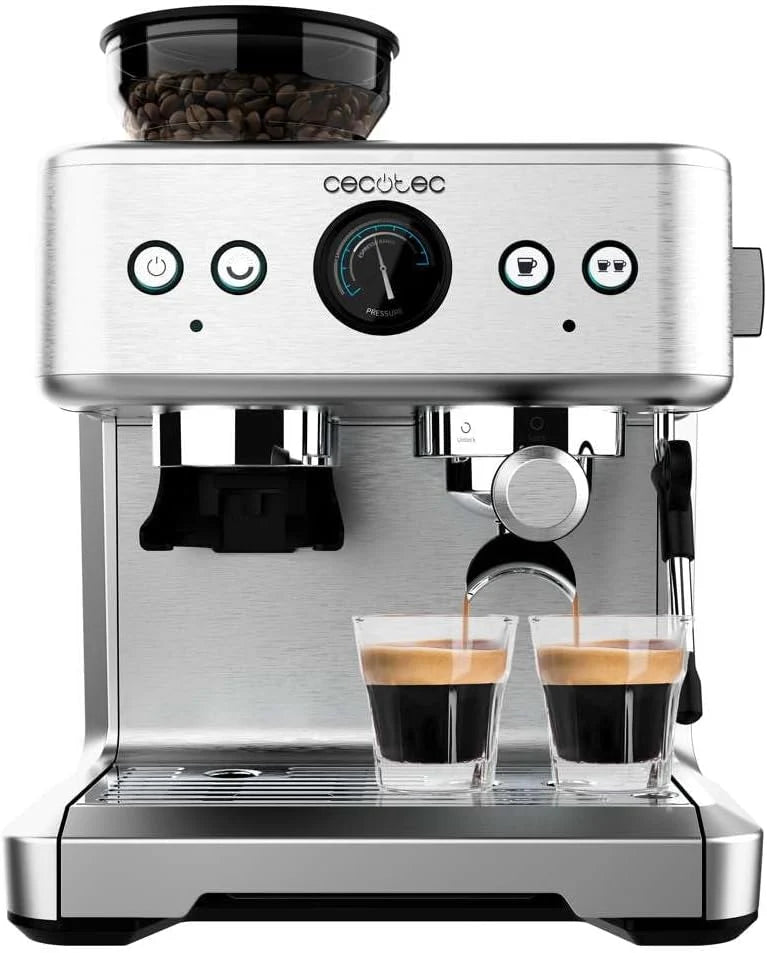 Cecotec Cafeteira Expresso Barista Power Espresso 20 Barista. 2250W, 20 Bares, Manômetro e 2 Termoblocos, Reservatório de Café em Grão, Moedor com 20 Níveis, Vaporizador