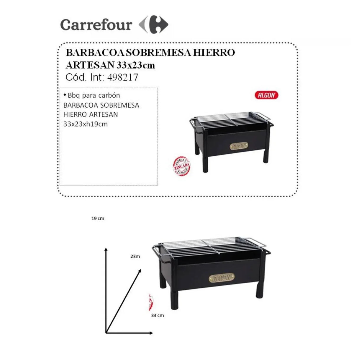 Churrasqueira de Ferro Artesanal para Mesa 33x23 cm Algon