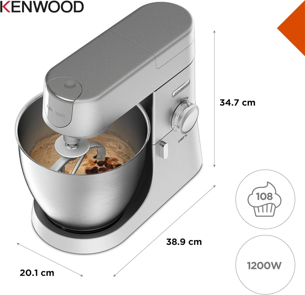 Kenwood KVL4100S Chef XL Robô de Cozinha, Aço Inoxidável, 1200 W, 6.7 L, Prateado