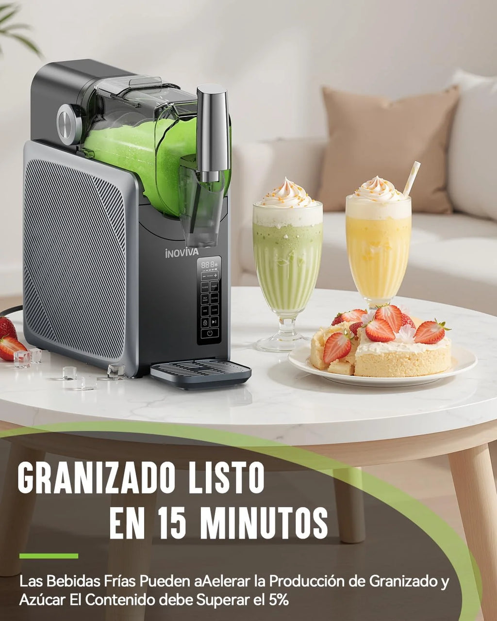 Máquina Granizadora INOVIVA, sem gelo, 2 L, para uso doméstico, autolimpante, 5 programas predefinidos, para raspadinhas, margaritas, frappés e milkshakes (versão S1.2)