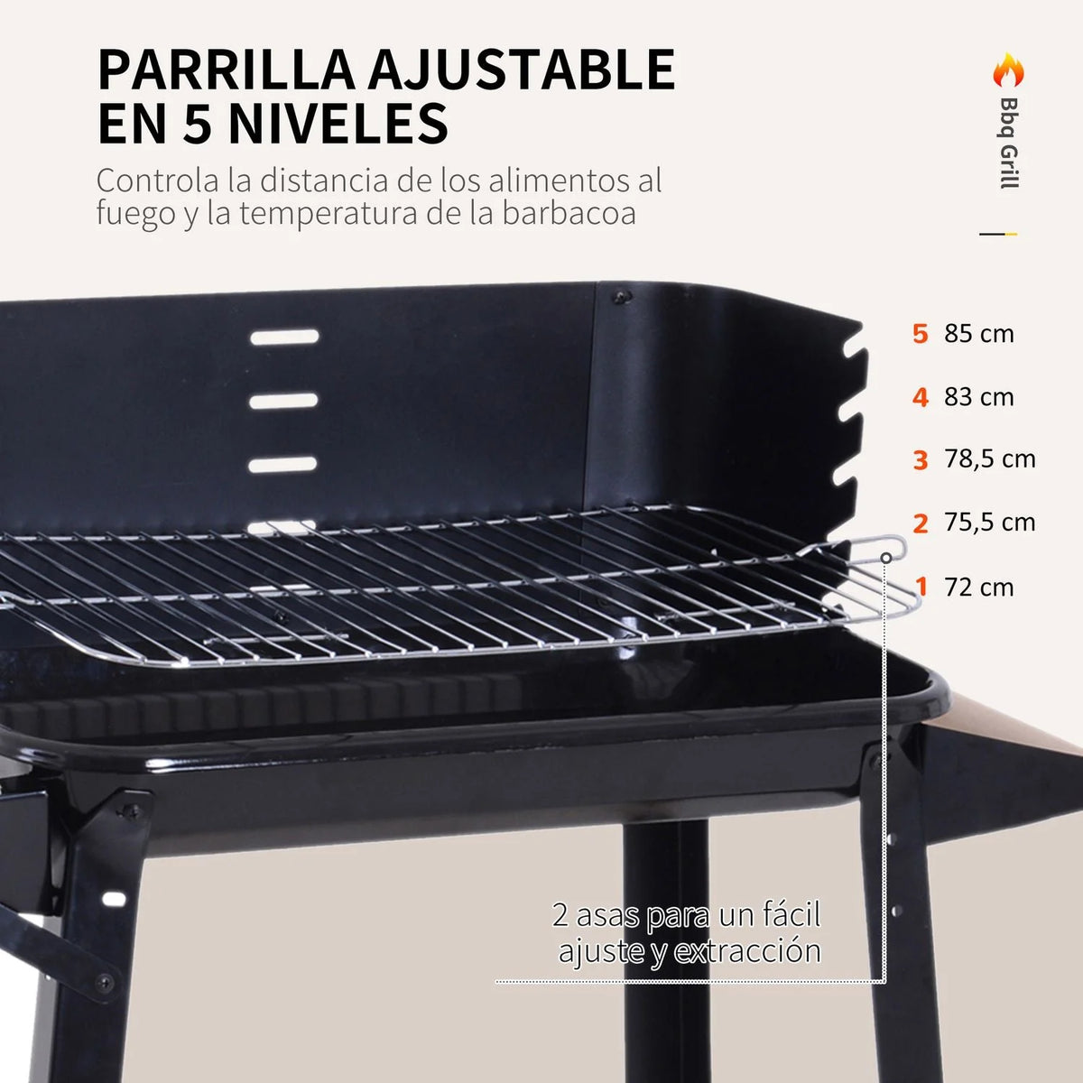 Churrasqueira a Carvão Outsunny 83x37x87cm Preta com Rodas e Prateleira