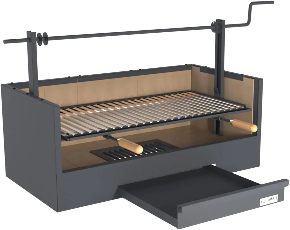 Imex El Zorro – Gaveta de Churrasqueira com Tijolo Refratário | 90x48x65 cm | Estrutura Robusta de Aço e Alta Retenção de Calor | Ideal para Churrasqueiras a Carvão e Lenha em Exteriores