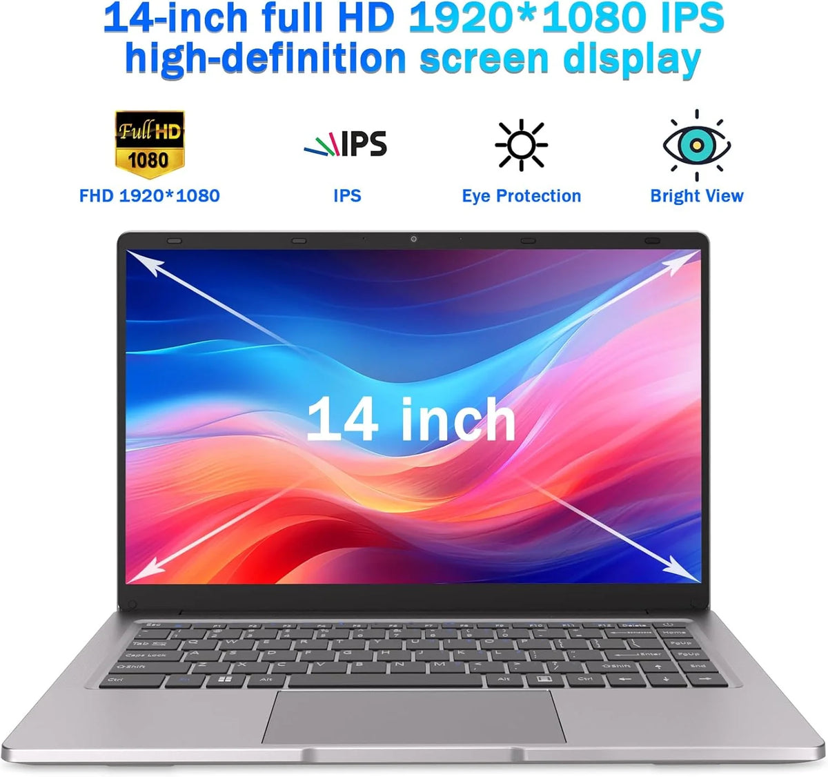 Notebook Portátil 14 polegadas Celeron N4000 (até 2.6 GHz), Laptop 6GB RAM 128GB SSD, Computador Portátil W11 Pro Suporta WiFi, Bluetooth, USB 3.0 Mini HDMI, Notebook para Estudantes/Escritório.
