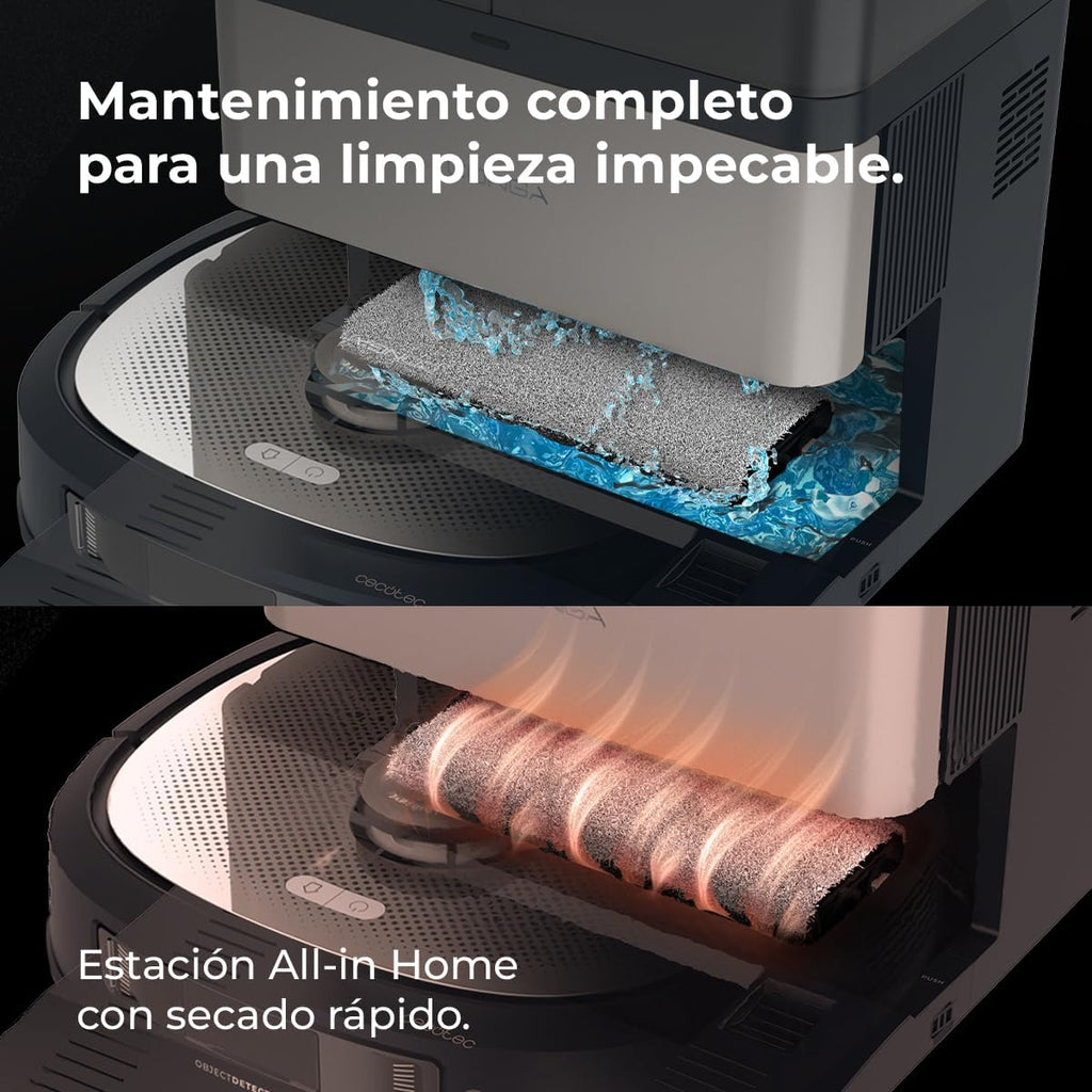 Cecotec Robô Aspirador e Passa Pano com IA, Base de Esvaziamento Automático e Tecnologia a Laser Conga Z100. 20000Pa, Limpeza Profissional com Mopa Bimaterial XXL, Esvaziamento Automático de Pó, Água e Limpeza de Mopas, App