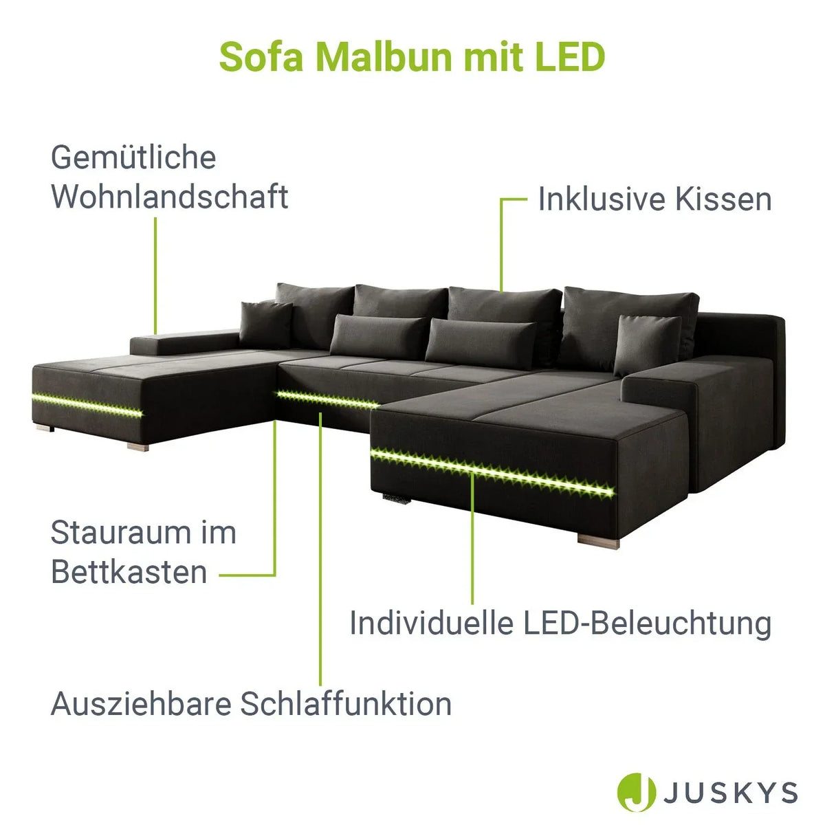 Sofá de Canto Malbun 2025 com Iluminação LED