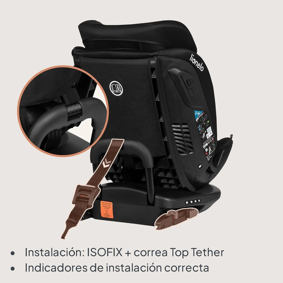 LIONELO Bastiaan RWF i-Size Cadeira Auto Rotativa 360° para Bebé 0-36kg, Instalação Frontal e Traseira (18kg), ISOFIX TopTether, Apoio de Cabeça e Encosto Ajustáveis Proteção Lateral