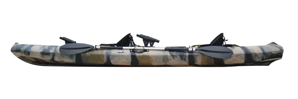 Caiaque de Pesca Duplo BKC TK181 2026 de 3,9 m para 2 Pessoas com Assentos Acolchoados e Remos
