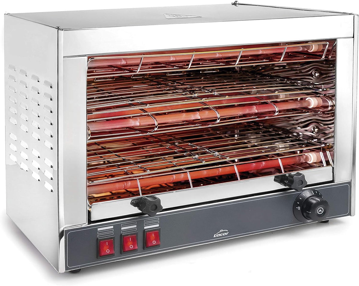 LACOR 69173 Torradeira Elétrica Horizontal Dupla Grelha, Cinza, 3600 W
