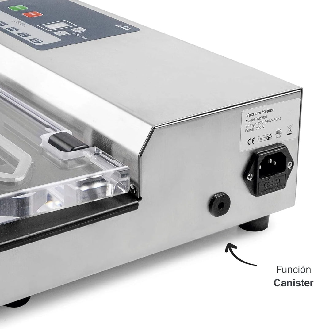 Lacor - 69540 - Embaladora a vácuo, Máquina de vácuo, Seladora de alimentos, Aço inoxidável, Livre de BPA, Selagem hermética, 650W, 40cm, Inox