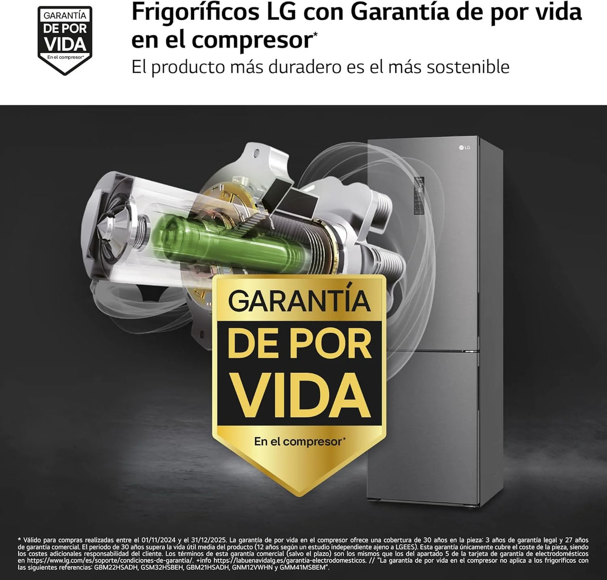 GBP61DSXGC - Frigorífico Combinado No Frost, Freezer, Compressor Smart Inverter, Cor Inox Antidigitais, 186 cm, 341 l