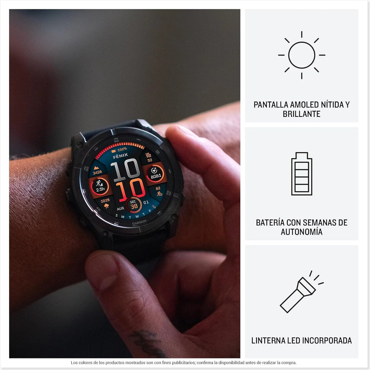 Garmin fēnix 8-51mm - Relógio GPS Multiesportivo de Alta Performance com Tela sensível ao toque AMOLED, Lanterna LED, Alto-falante e Microfone Integrados, Mapas e até 29 dias de autonomia, Preto