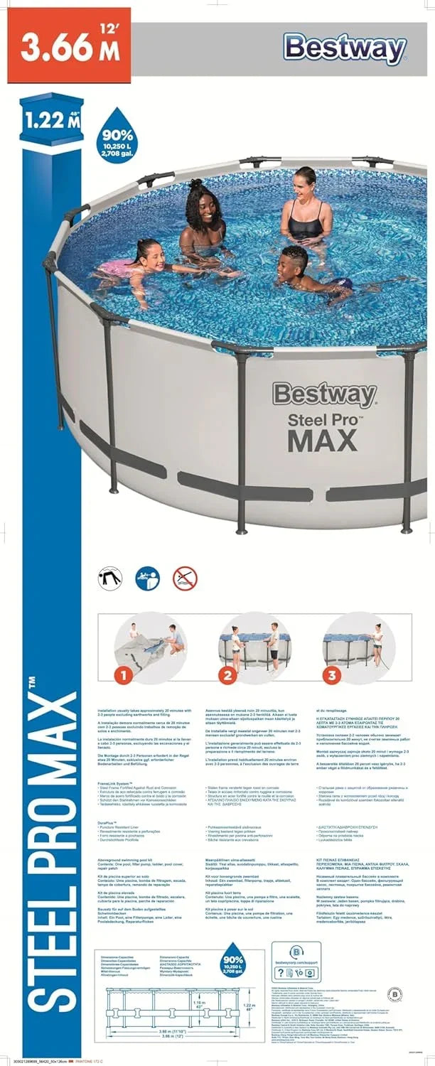 Piscina Bestway Steel Pro MAX 3,66 m x 1,22 m (12' x 48")