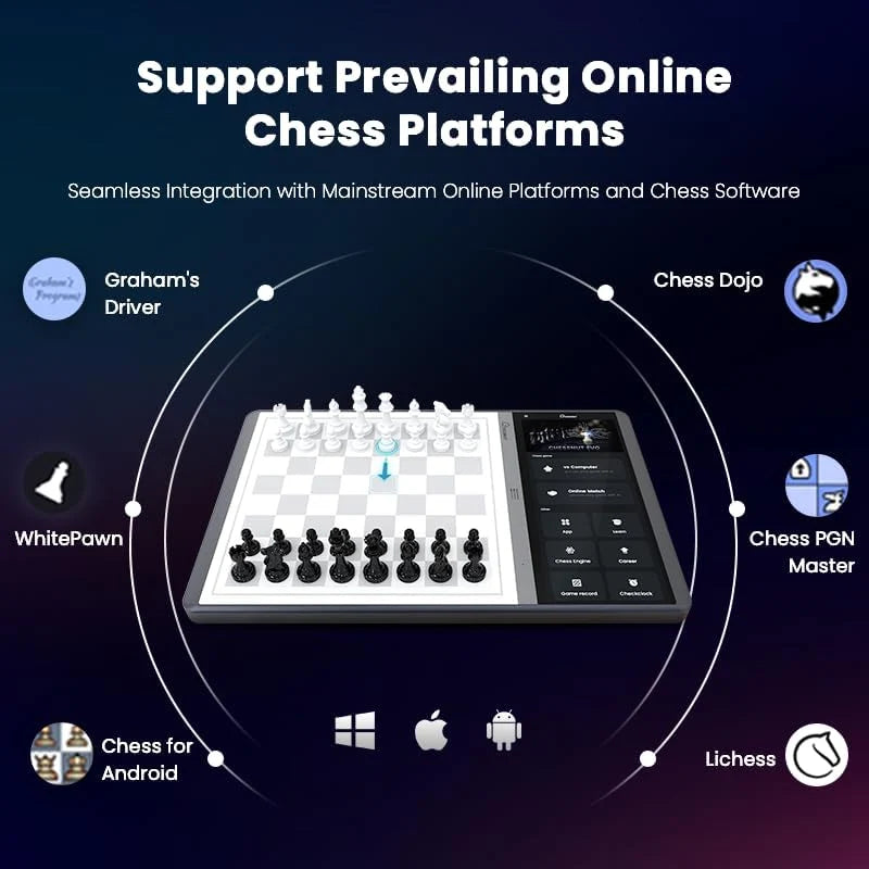 Xadrez Chessnut EVO AI - Motor Maia Integrado, BOT de xadrez Personalizável, Reconhecimento Completo de Peças, Compatível com Plataformas Principais, Design Inteligente Tudo em um