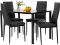 2025 Conjunto de jantar FDW, mesa de vidro com cadeiras, para espaços pequenos, mesa de cozinha e 4 cadeiras