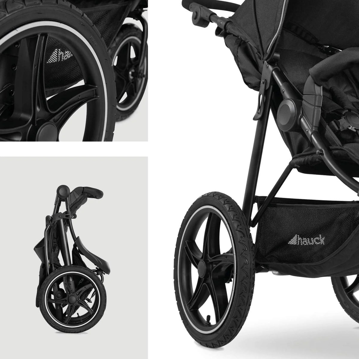 hauck Runner 2 Carrinho Leve até 22 kg - Carrinho de Bebê Reclinável desde o Nascimento - Carrinho de 3 Rodas Grandes com Pneus - UV 50+ - Preto
